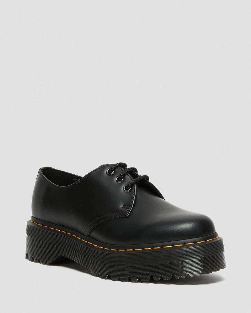 Dr Martens 1461 Smooth Læder Platform Sko Herre Sort | DK 624DFM